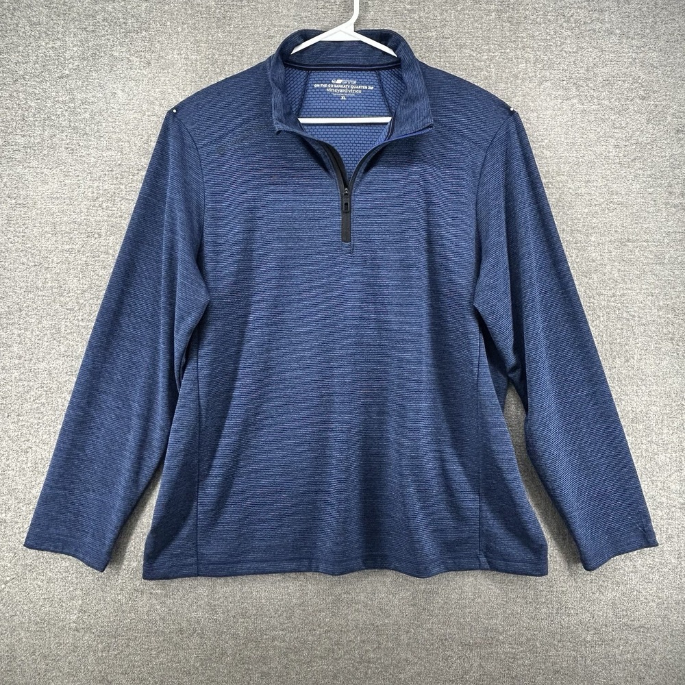 Vineyard Vines‎ OTG Sankaty 1/4 Zip Pullover Men Size XL Blue Preppie Casual